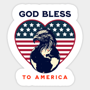 God Bless to America. 4th July Sticker